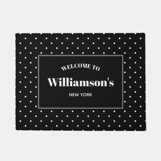 Personalisiertes Shabby Chic Polka Dots Design Fußmatte (Vorderseite)