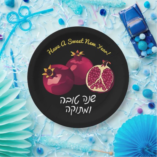 Personalisiertes Shanah Tovah-Granatapfel Pappteller (Party)