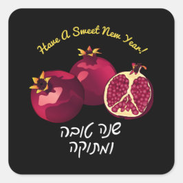 Personalisiertes Shanah Tovah-Granatapfel Quadratischer Aufkleber
