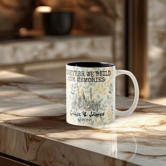 Personalisiertes Shanghai Memory - Line Art Sehens Zweifarbige Tasse