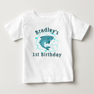 Personalisiertes Shark 1. Geburtstag Baby T-shirt