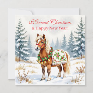 Personalisiertes Shetland-Pony-Weihnachten Feiertagskarte