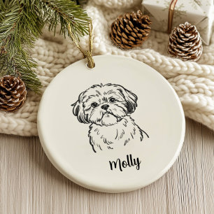 Personalisiertes Shih Tzu Hund Weihnachten Keramik Ornament