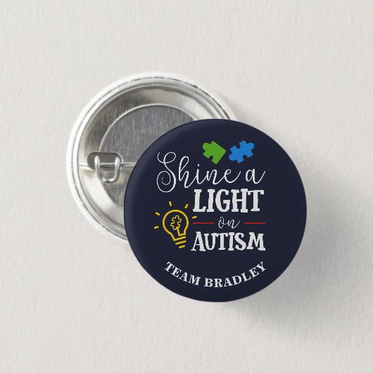 Personalisiertes Shine A Light on Autismus Matchin Button (Vorne & Hinten)