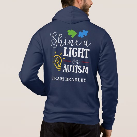 Personalisiertes Shine A Light on Autismus Matchin Hoodie (Rückseite)