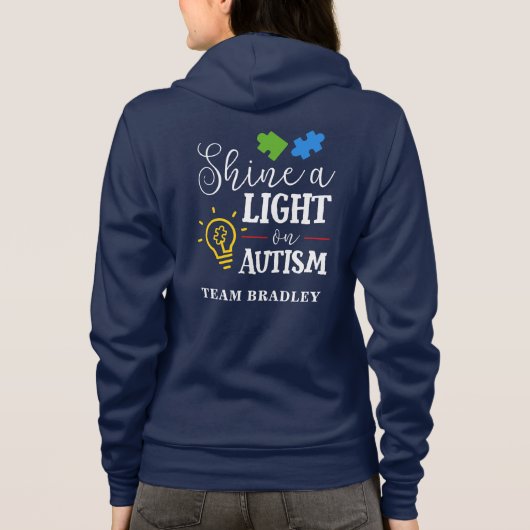 Personalisiertes Shine A Light on Autismus Matchin Hoodie (Rückseite)