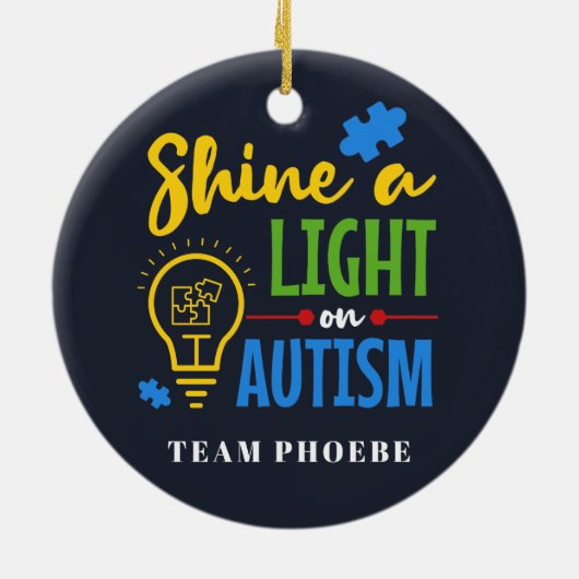 Personalisiertes Shine A Light on Autismus Matchin Keramik Ornament (Hinten)