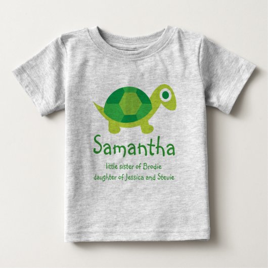 Personalisiertes Shirt "New Sibling" Turtle Säugli (Vorderseite)
