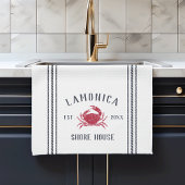 Personalisiertes Shopping House, Navy & Red Rustic Geschirrtuch