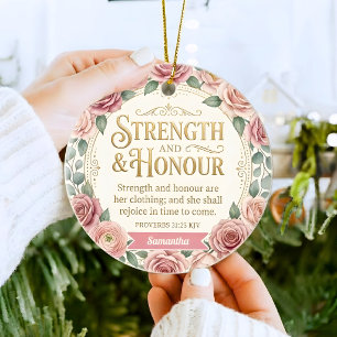 Personalisiertes Sie ist gekleidet mit Kraft-Schmu Keramik Ornament