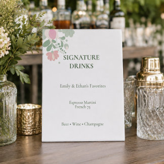 Personalisiertes Signature-Drinks-Hochzeitsschild Sockelschild