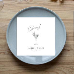 Personalisiertes Silber Cheers & Champagner Hochze Serviette