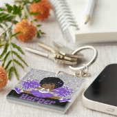 Personalisiertes Silber und Lila Cheerleader Schlü Schlüsselanhänger (Vorderseite rechts)