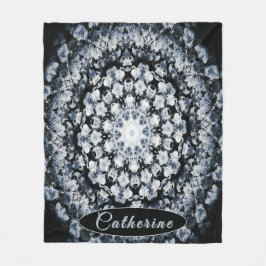 Personalisiertes Silber- und Schwarz-Blütenglas Ma Fleecedecke