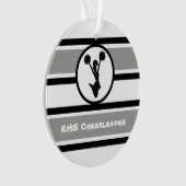 Personalisiertes Silber- und Schwarz-Cheerleader-D Ornament (Vorderseite)