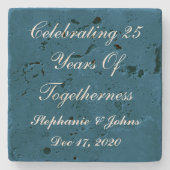 Personalisiertes Silberhochzeit-Jubiläum Blaues We Steinuntersetzer (Vorderseite)