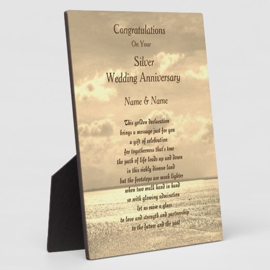 Personalisiertes Silberhochzeitgedicht Fotoplatte (Seite)