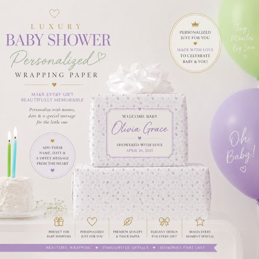 Personalisiertes silbernes Blumen-Geschenkpapier Geschenkpapier