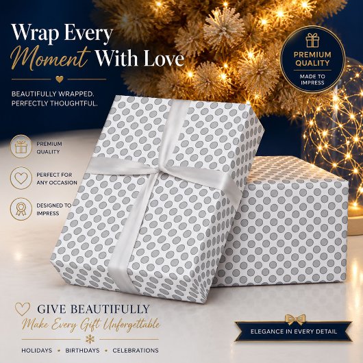 Personalisiertes silbernes Punkte-Wrap-Papier Geschenkpapier