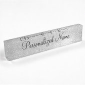 Personalisiertes silbernes Schreibtischschild mit