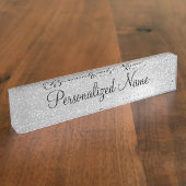 Personalisiertes silbernes Schreibtischschild mit (Seite)