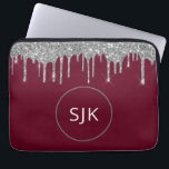 Personalisiertes Silver Burgundy Red Glitzer Monog Laptopschutzhülle<br><div class="desc">Personalisierter Silver und Burgund Red Imitats Glitzer und sparkle Elegant Mit Monogramm Initials Case. Dieser Fall kann so angepasst werden,  dass er Ihren Anfangs- und Vornamen enthält.</div>