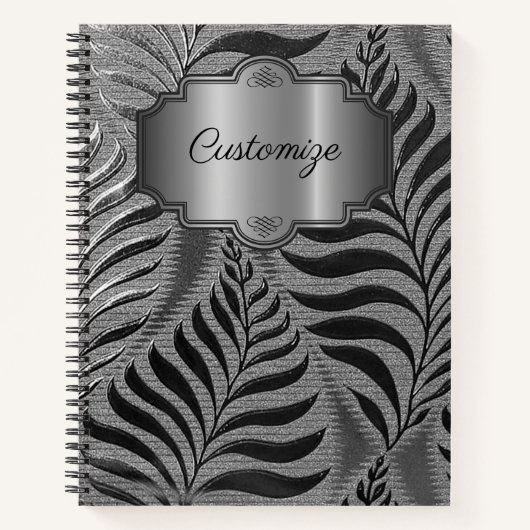 Personalisiertes Silver Leaf Motif Notizblock (Vorderseite)