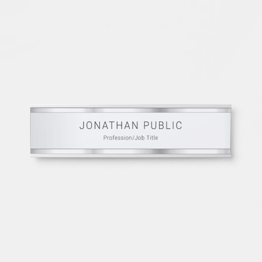 Personalisiertes Silver Look Template Moderne Eleg Türschild (Vorderseite )