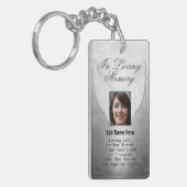 Personalisiertes Silver Memorial Angel Wings Foto  Schlüsselanhänger (Vorderseite links)