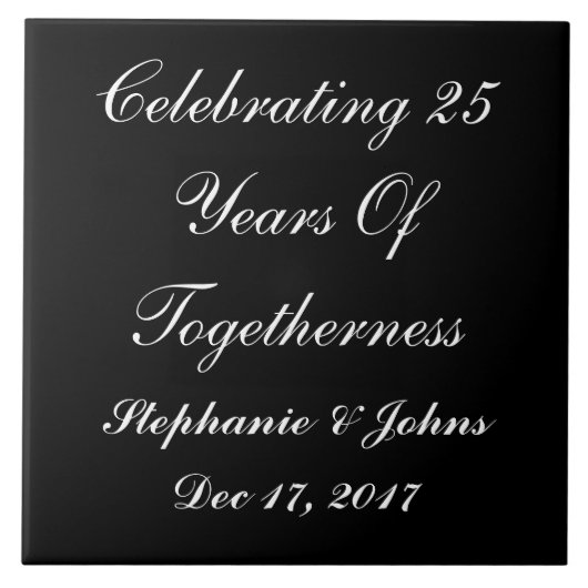 Personalisiertes Silver Wedding Anniversary Displa Fliese (Vorderseite)