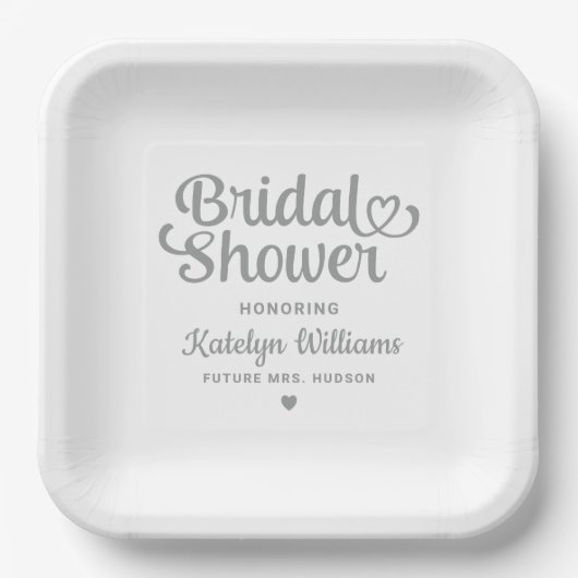 Personalisiertes Silver Wedding Brautparty Pappteller (Vorderseite)