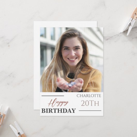Personalisiertes Simple Birthday Stilvolles Fun Fo Karte (Vorderseite/Rückseite Beispiel)