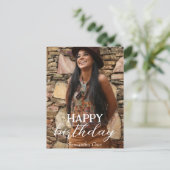 Personalisiertes Simple Birthday Stilvolles Fun Fo Postkarte (Stehend Vorderseite)