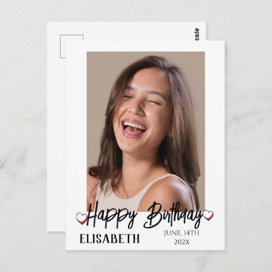 Personalisiertes Simple Birthday Stilvolles Fun Fo Postkarte (Vorne/Hinten)