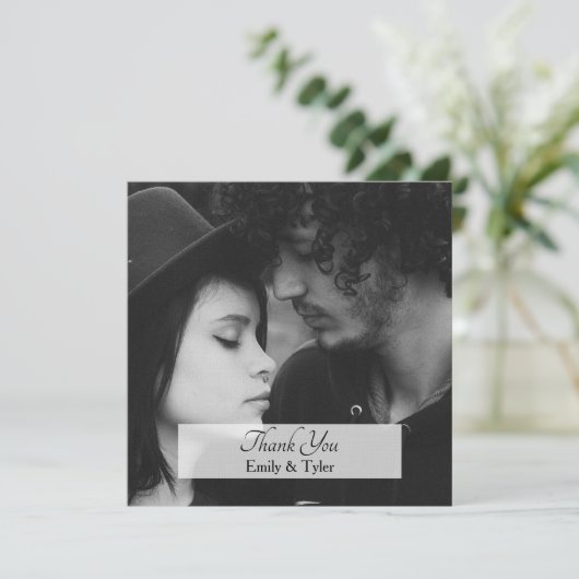 Personalisiertes Simple Square Foto Dankeschön Kar Dankeskarte (Stehend Vorderseite)