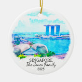 Personalisiertes Singapur City Ornament, Singapur Keramik Ornament (Vorne)