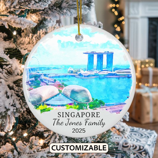 Personalisiertes Singapur City Ornament, Singapur Keramik Ornament