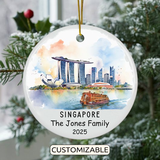 Personalisiertes Singapur-Ornament, Asien Keramik Ornament