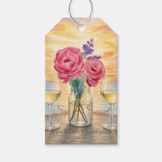 Personalisiertes Sip & Sunset-Wochenende-Willkomme Geschenkanhänger (Vorderseite)