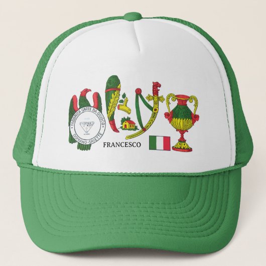 Personalisiertes sizilianisches Kartenass Kulturer Truckerkappe (Vorderseite)