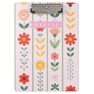 Personalisiertes skandinavisches Blumenmuster im V Klemmbrett