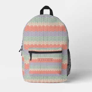 Personalisiertes skandinavisches Pastell-Strickmus Bedruckter Rucksack