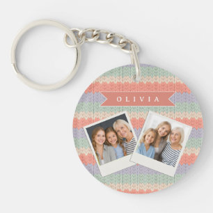 Personalisiertes skandinavisches Pastell-Strickmus Schlüsselanhänger