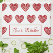 Personalisiertes skandinavisches Rotes Herz Küchen Geschirrtuch (Gefaltet)