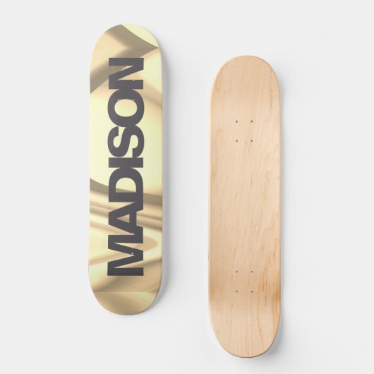 Personalisiertes Skateboard Name Gold Yellow Wave (Vorderseite)