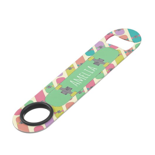 Personalisiertes Skateboardmuster Speed Flaschenöffner (Vorderseite Schrägansicht)