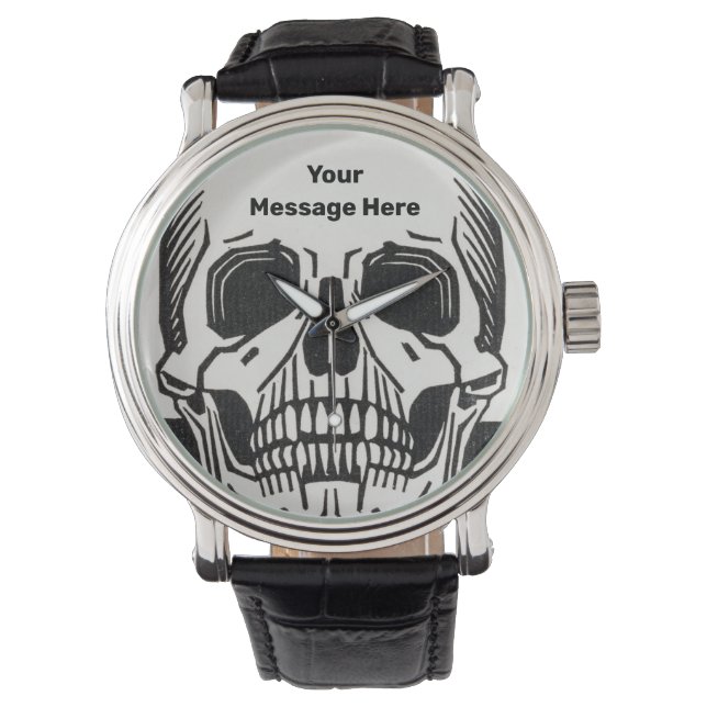 Personalisiertes Skelett Geburtstags-Halloween-Par Armbanduhr (Vorderseite)