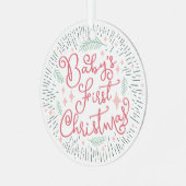 Personalisiertes Sketch Baby's First Metal Ornament Aus Metall (Vorderseite links)