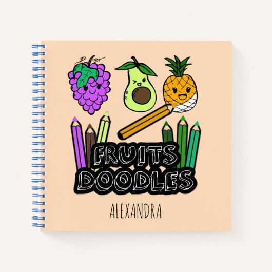 Personalisiertes Sketch Book Fruit Doodles Noteboo Notizblock (Vorderseite)