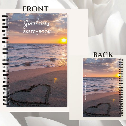Personalisiertes Sketchbook Ihr Name Beach Sunset Notizblock